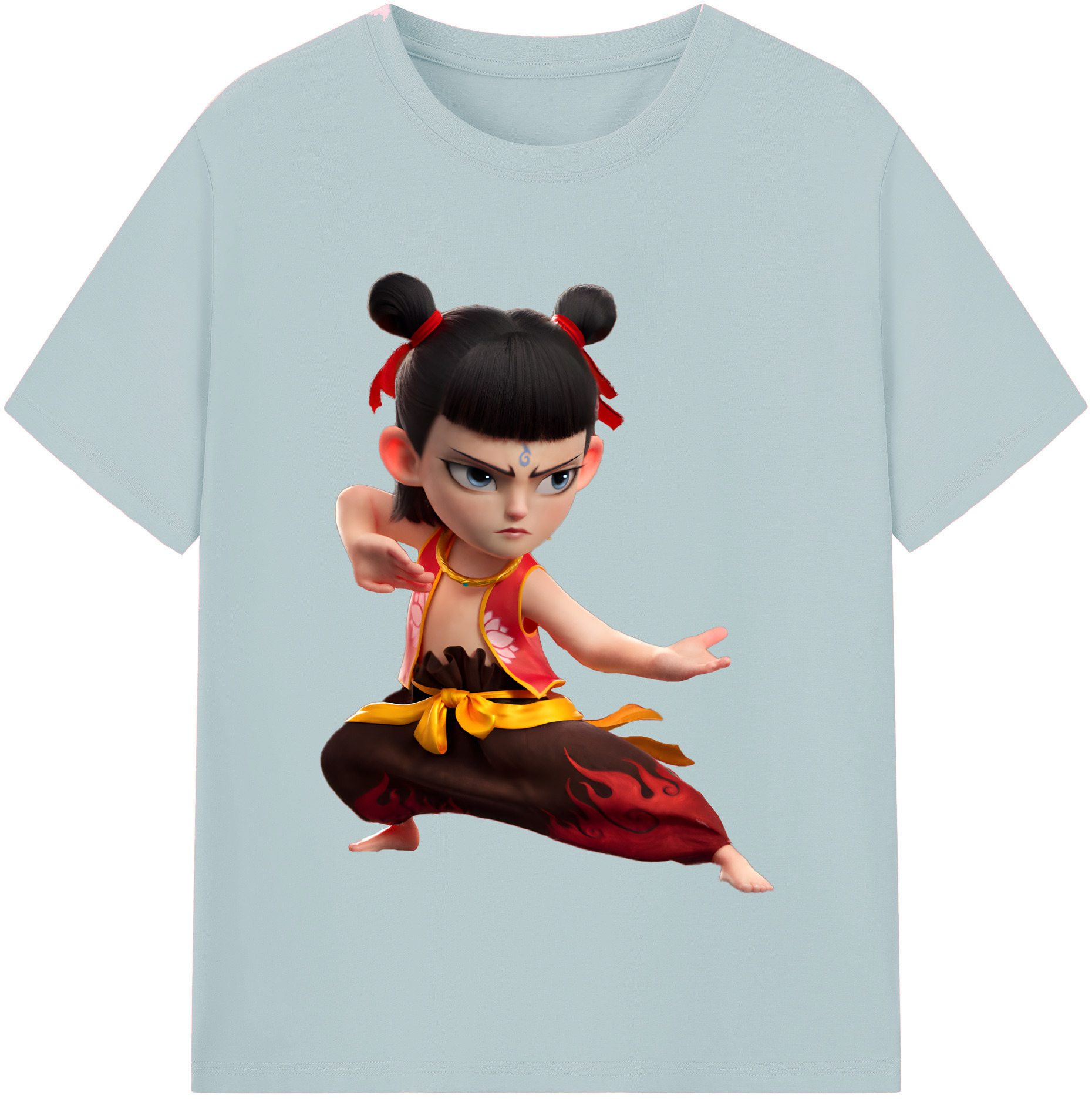 （画像用） Ne Zha 2 ナタ 魔童の大暴れ 綿100％半袖Tシャツ（フロントプリント）